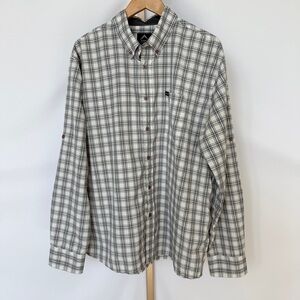 K-WAY Tech Men's Gray Plaid Long Sleeve Button-Up Shirt Size L Casual Collared